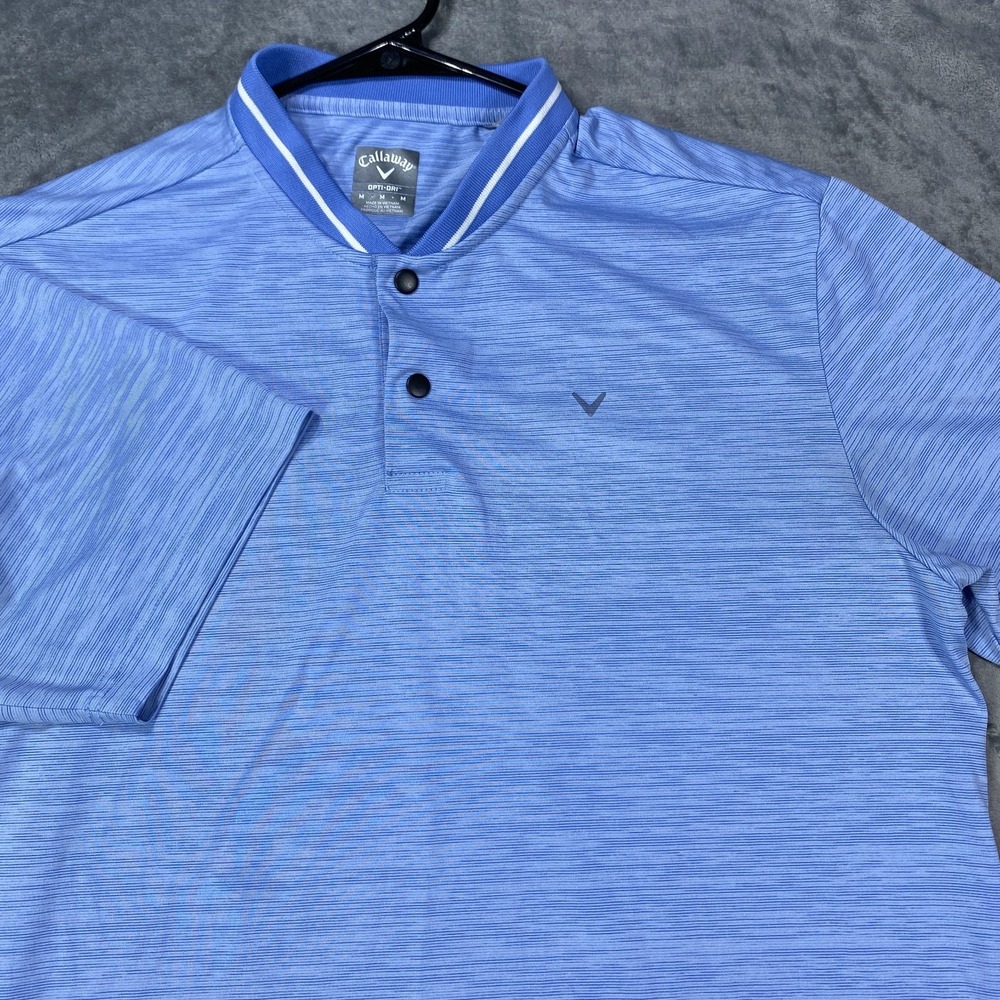 Callaway Polo Henley Shirt Mens Medium Blue Space Dye Opti-Dri Short Sleeve Golf